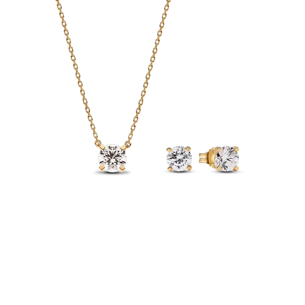 NAMPSDXP2305.webp Pandora Era Lab-grown Diamond Pendant Necklace and Earring Set 2.00 carat tw 14k Gold - Image 1