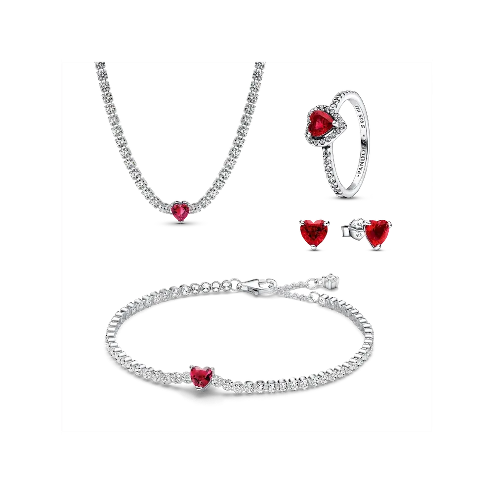 PSG2468.webp Red Sparkling Heart Tennis Jewelry Set - Image 1