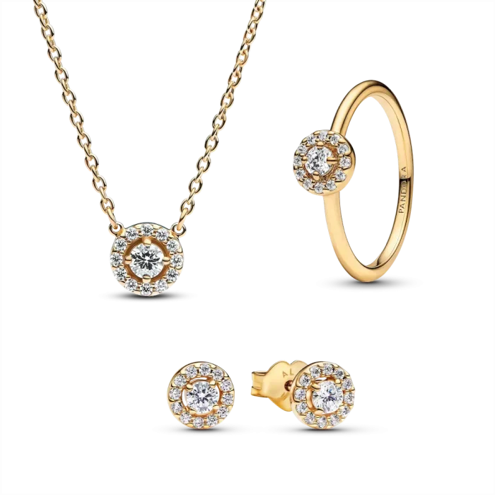 Golden Pave Halo Jewelry Set - Image 5