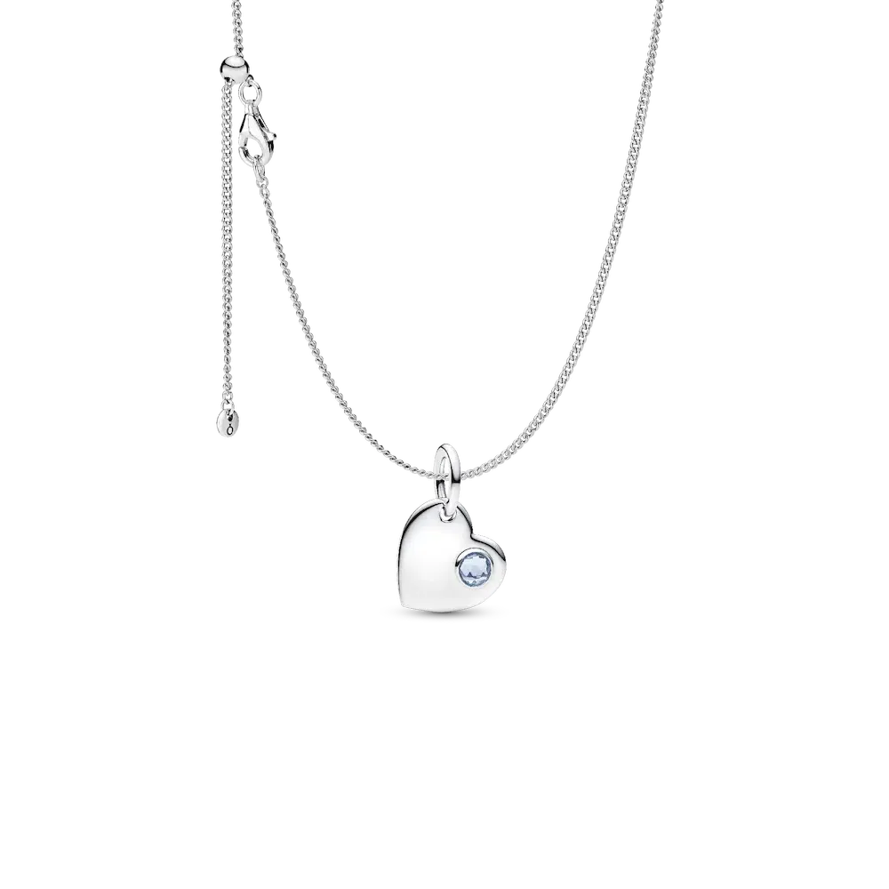 PSG2558_RGB.webp March Birthstone Heart Pendant Necklace - Image 1