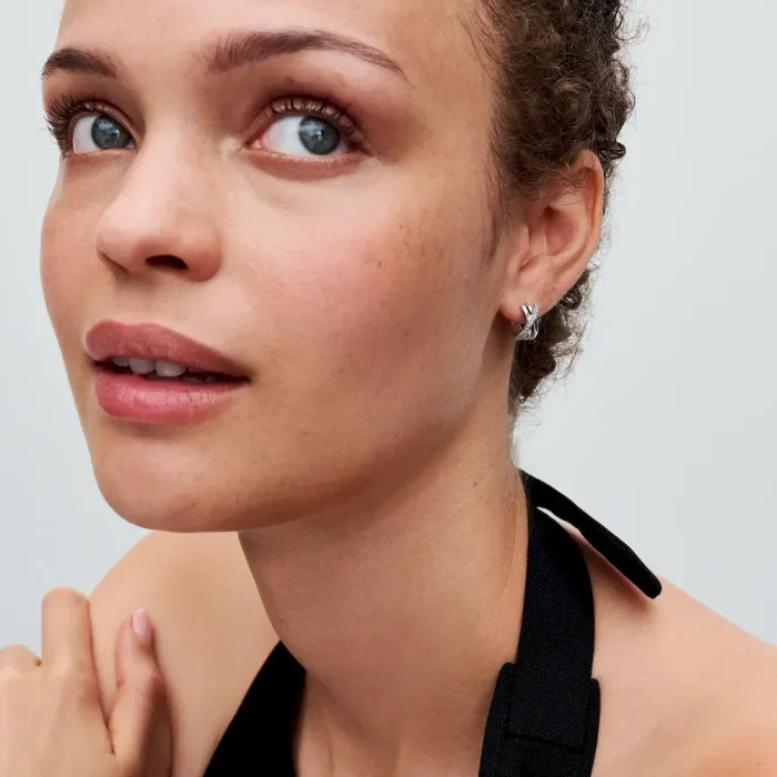 Crossover Pavé Hoop Earrings - Image 3