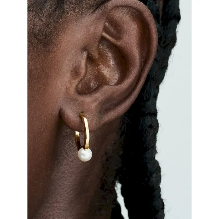 Treated Freshwater Cultured Pearl Hoop Earrings - Image 2