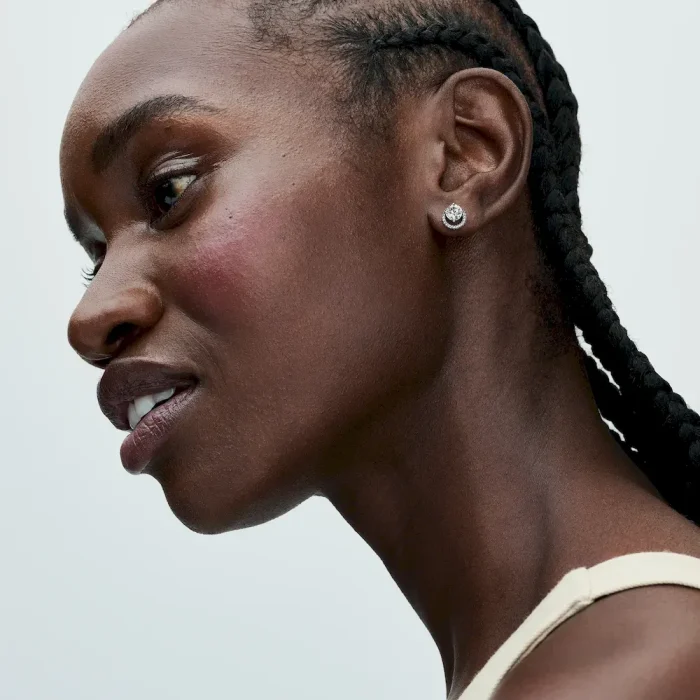 Sparkling Round Halo Stud Earrings - Image 3