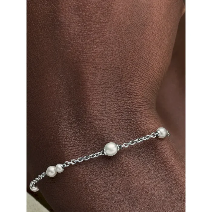 Treated Freshwater Cultured Pearl Station Chain Bracelet - Image 3