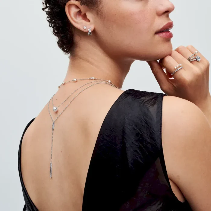 Treated Freshwater Cultured Pearl Station Chain Necklace - Image 3