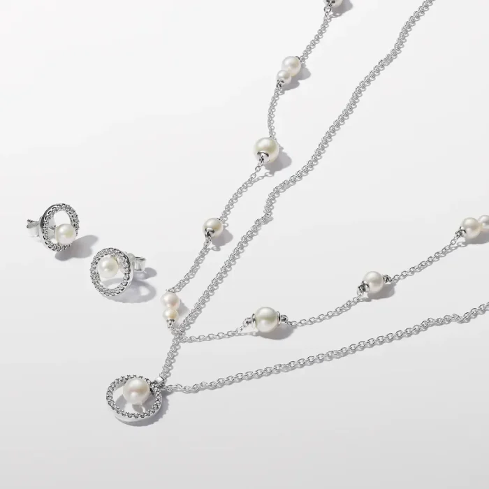 Treated Freshwater Cultured Pearl Station Chain Necklace - Image 4