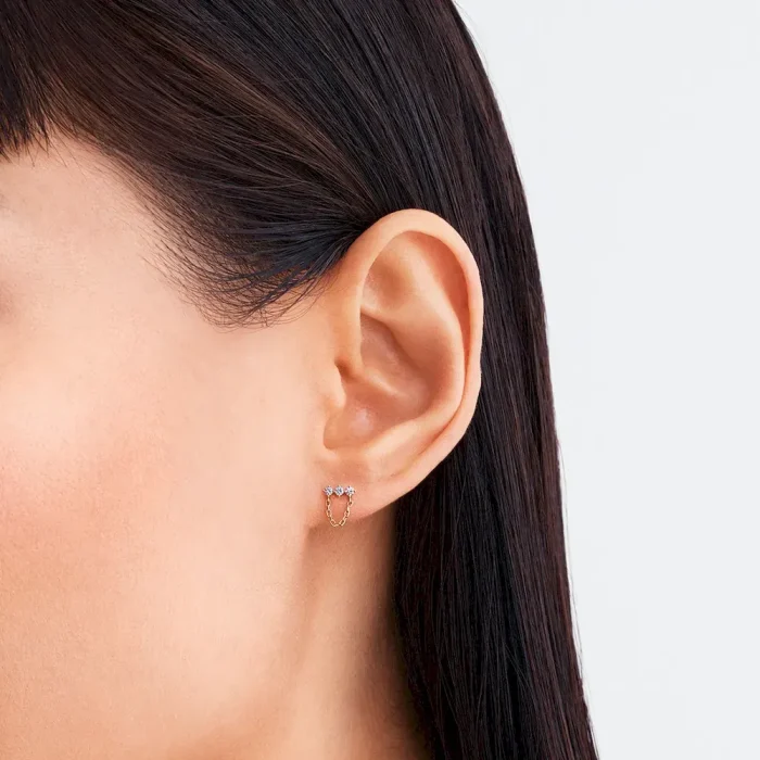 Pandora Era Lab-Grown Diamond Trio Chain Stud Earrings - Image 3