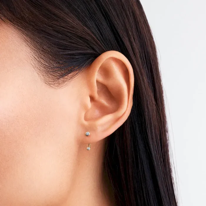 Pandora Era Bezel Lab-Grown Diamond Ear Jacket Stud Earrings - Image 3