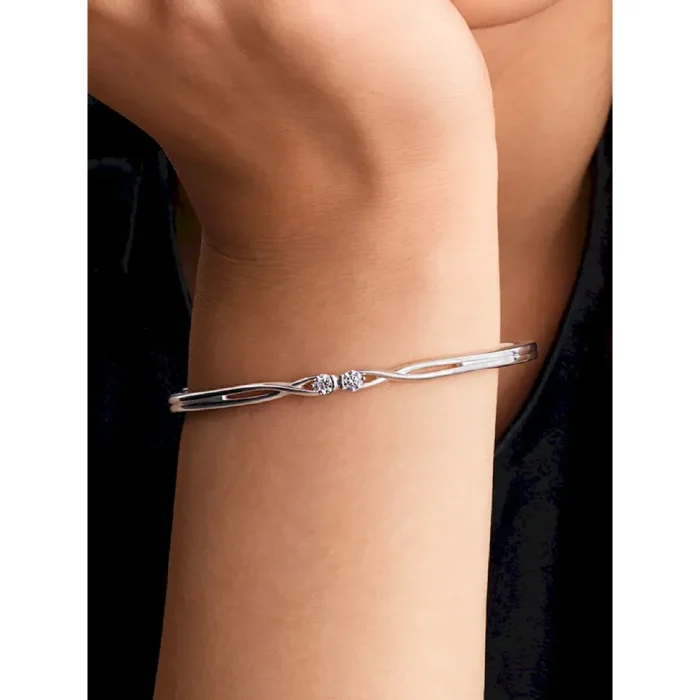 Pandora Infinite Sterling Silver Double-Facing Lab-grown Diamond Bangle - Image 3