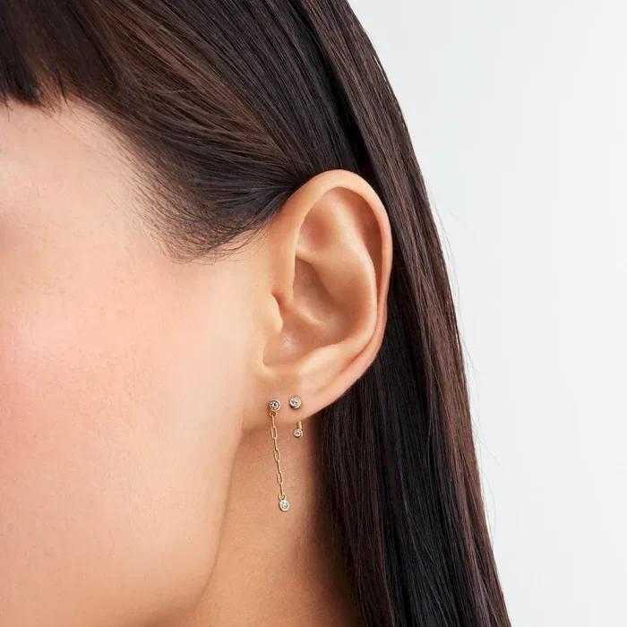 Pandora Era Bezel Lab-Grown Diamond Paperclip Chain Drop Earrings - Image 4