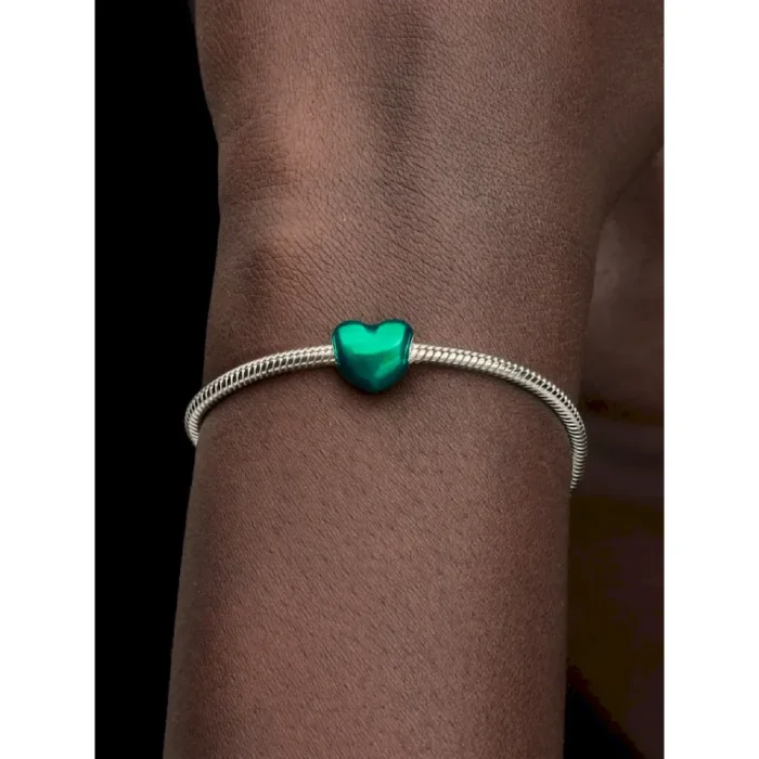 Metallic Green Heart Charm - Image 2