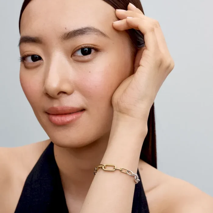 Two Tone Lock and Key Bracelet and Charm Set - Image 5