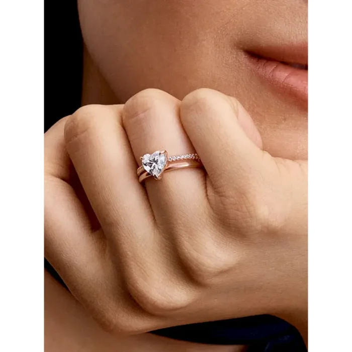 Double Band Heart Ring - Image 2