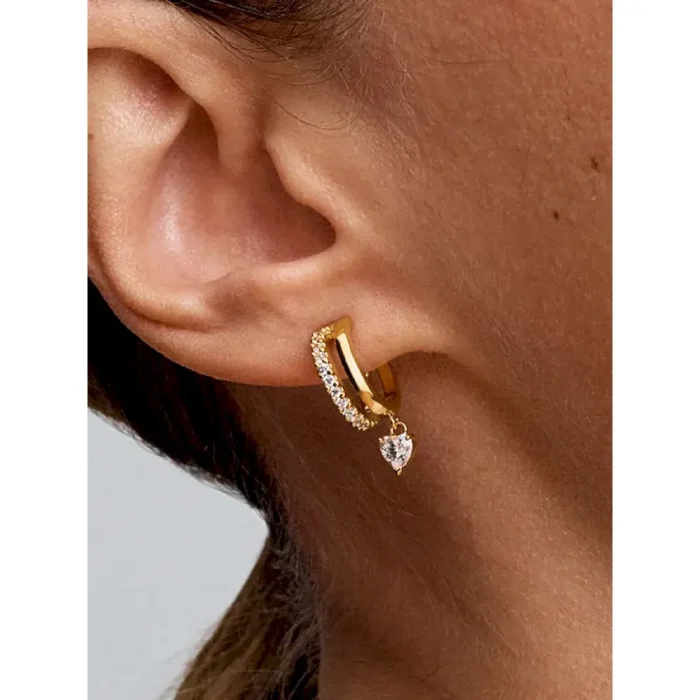 Dangling Heart Hoop Earrings - Image 2