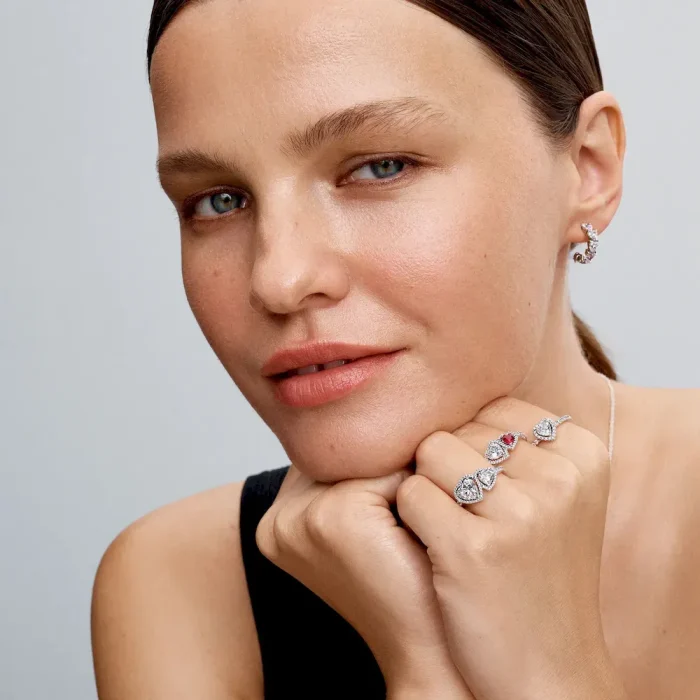 Sparkling Halo Hearts Ring Set - Image 6