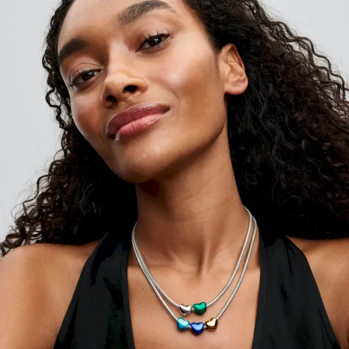 Metallic Sky Blue Heart Charm - Image 3