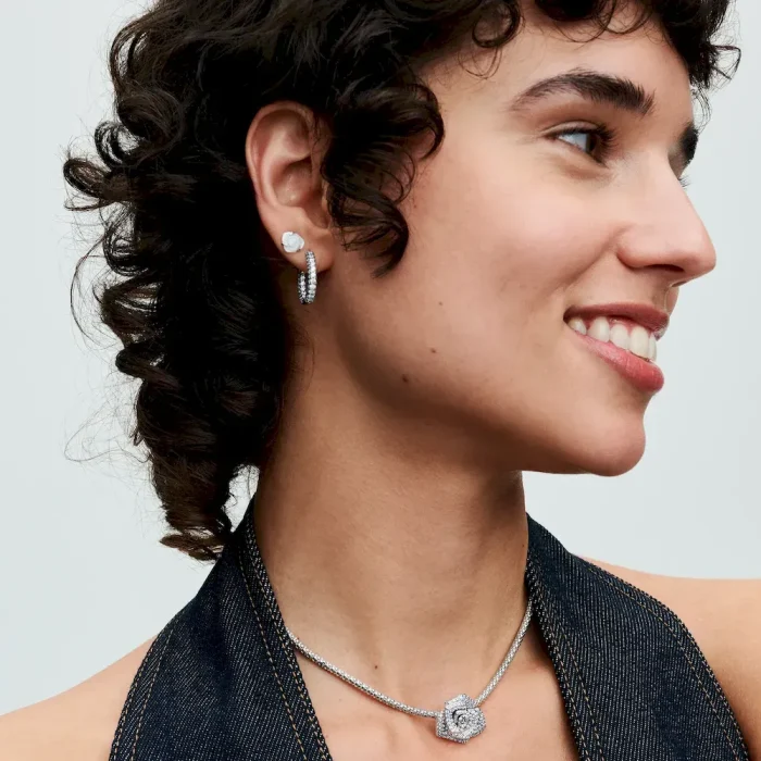 White Rose in Bloom Stud Earrings - Image 3