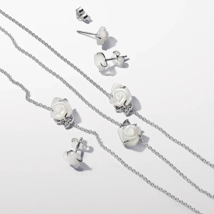 White Rose in Bloom Stud Earrings - Image 4