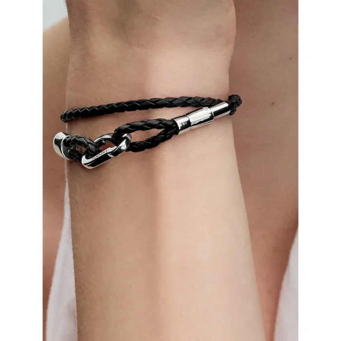 Pandora Moments Brown Braided Double Leather Bracelet - Image 3