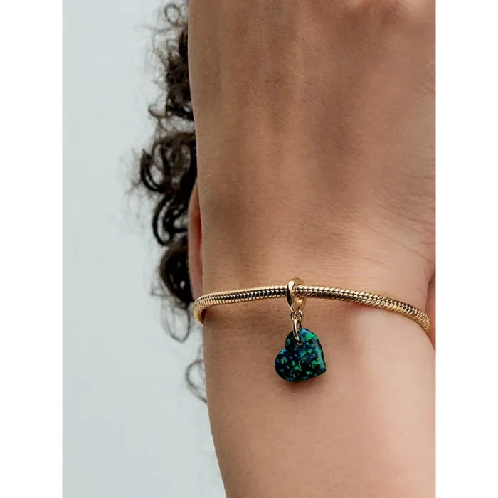 Opalescent Green Heart Dangle Charm - Image 2