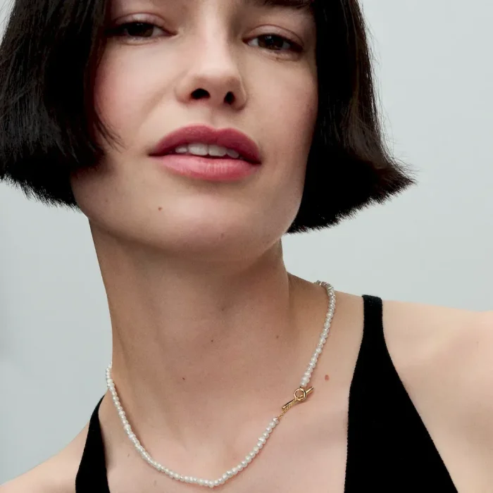 Treated Freshwater Cultured Pearls T-bar Collier Necklace - Image 2