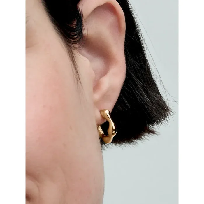Organically Shaped Open Hoop Earrings - Image 2