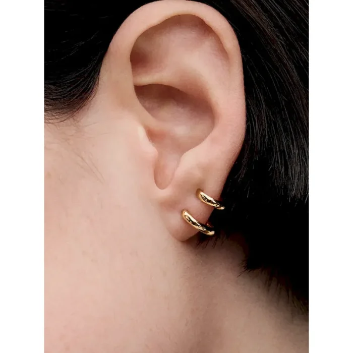 Double Huggie Hoop Earrings - Image 2