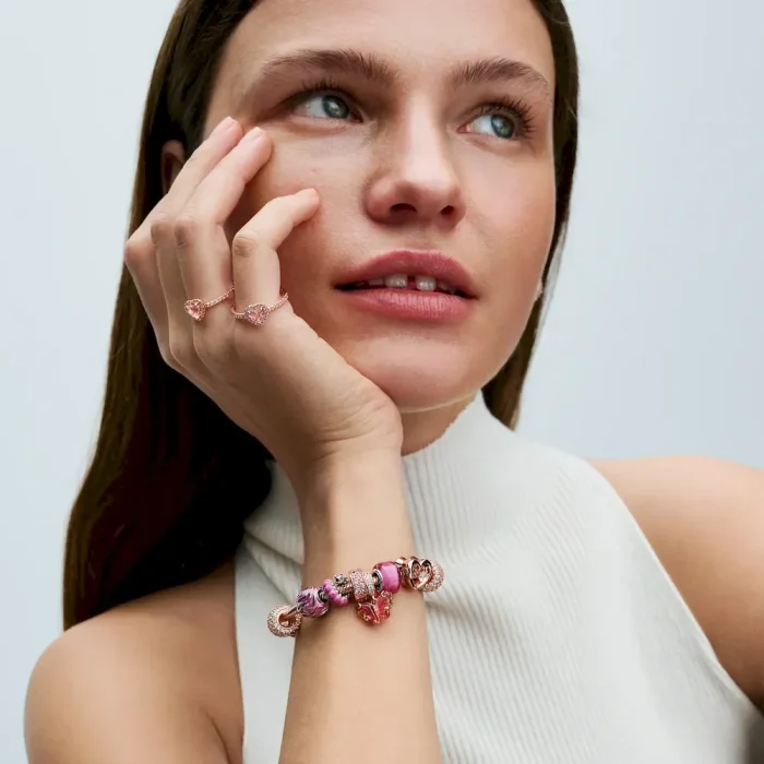 Pink & Yellow Murano Glass Butterfly Dangle Charm - Image 4