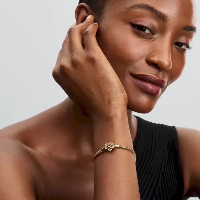 Sparkling Infinity Heart Clasp Snake Chain Bracelet - Image 4