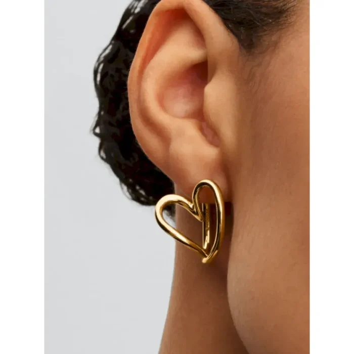 Organically Shaped Heart Hoop Earrings - Image 2