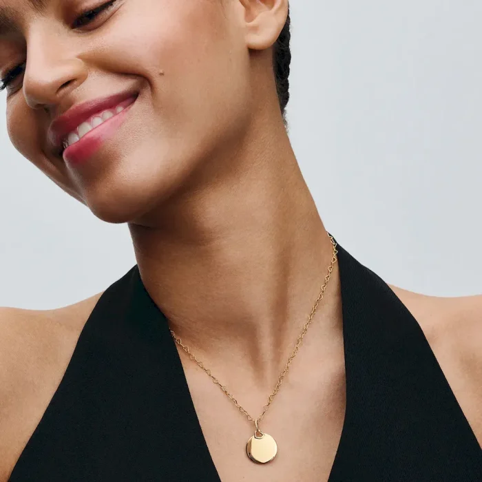 Engravable Round Tag Dangle Charm Necklace Set - Image 13