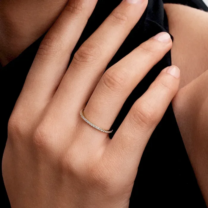 Pandora Era 14k Gold Lab-grown Diamond Half Eternity Pavé Band Ring - Image 4