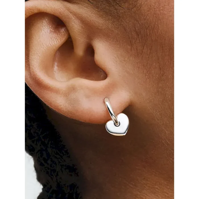 Heart Open Hoop Earrings - Image 2