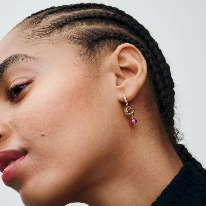 Faceted Pink Eternity Circle Dangle Charm - Image 2