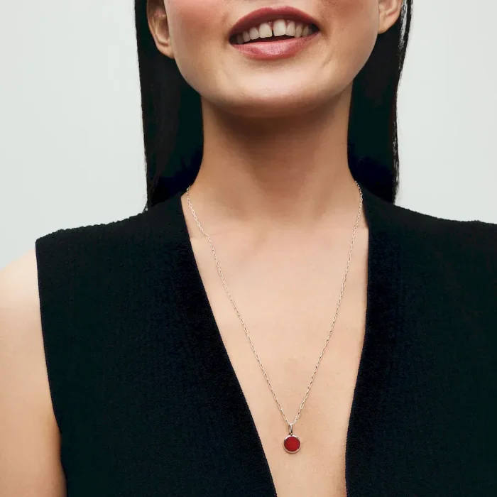 Red Murano Glass Engravable Mini Medallion Charm - Image 3