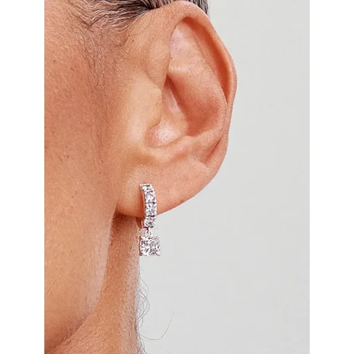 Pavé Dangle Hoop Earrings - Image 2