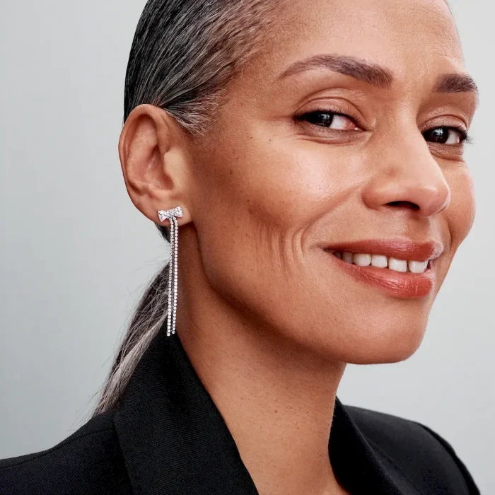 Pavé Bow Drop Earrings - Image 3