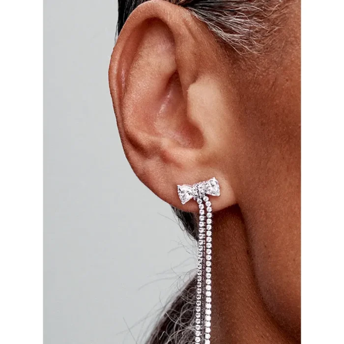 Pavé Bow Drop Earrings - Image 2