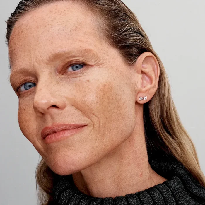 Sparkling Small Bow Stud Earrings - Image 3