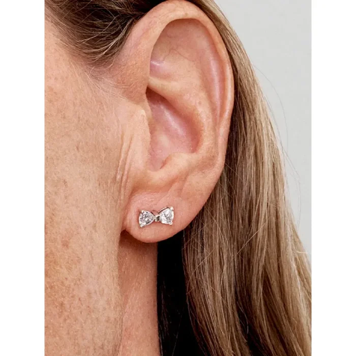 Sparkling Small Bow Stud Earrings - Image 2