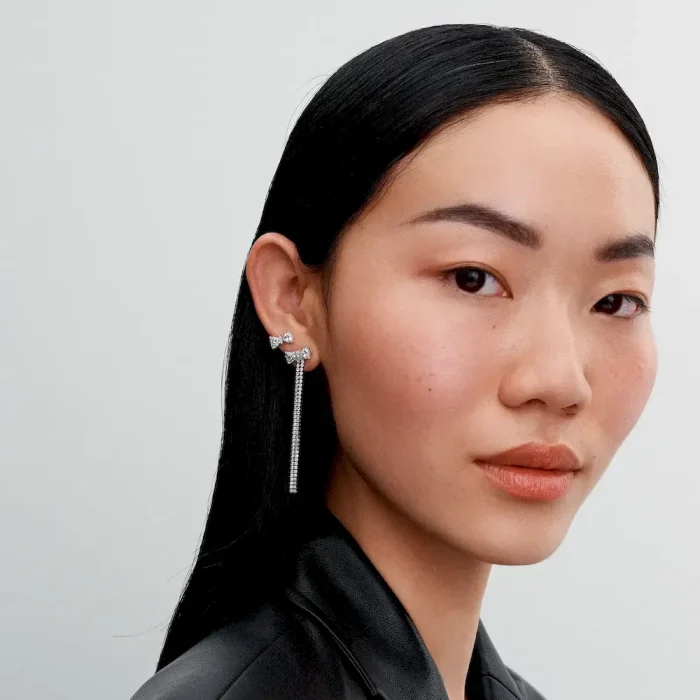 Pavé Bow Drop Earrings - Image 4