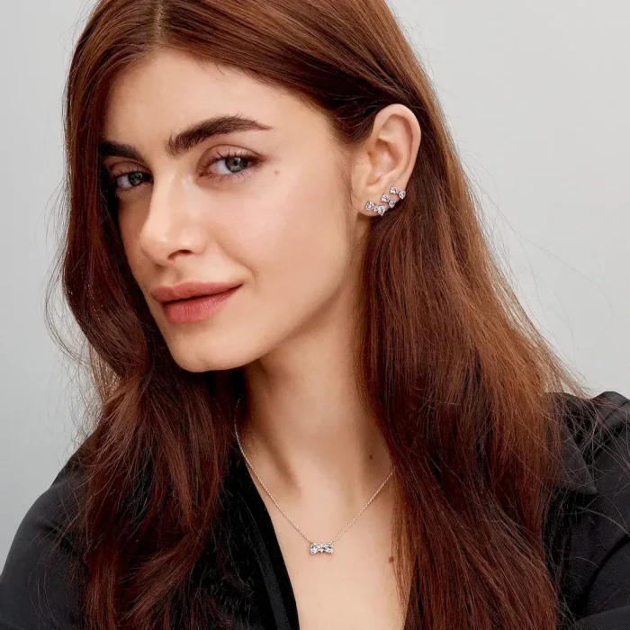 Sparkling Bow Stud Earrings - Image 4