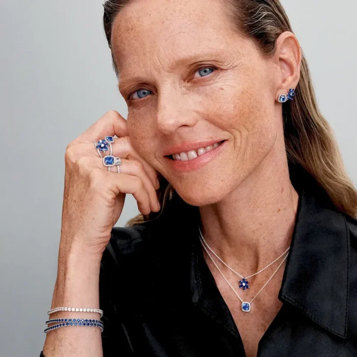 Sparkling Square Blue Halo Ring - Image 4