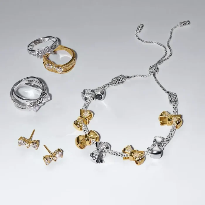 Silver Sparkling Bow Bracelet Set - Image 8