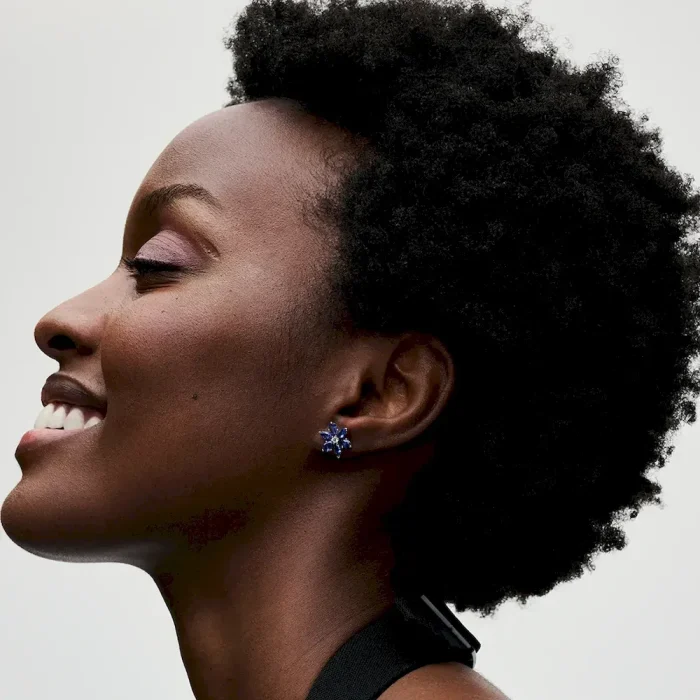 Sparkling Blue Herbarium Cluster Stud Earrings - Image 4