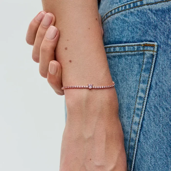 Sparkling Heart Tennis Bracelet - Image 2