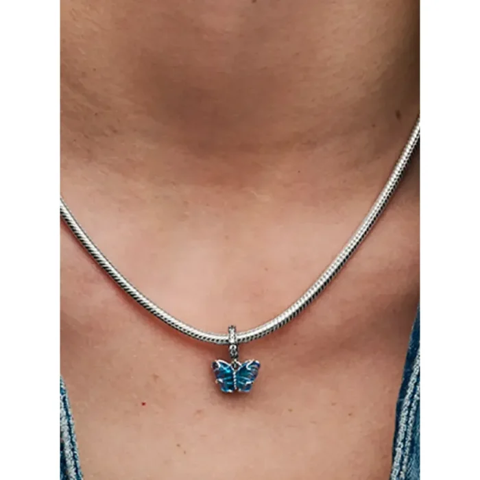 Blue Murano Glass Butterfly Dangle Charm - Image 2