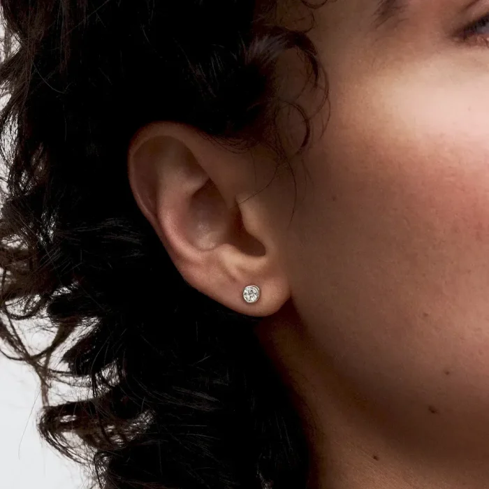 Pandora Era Bezel Sterling Silver Lab-grown Diamond Earrings - Image 3