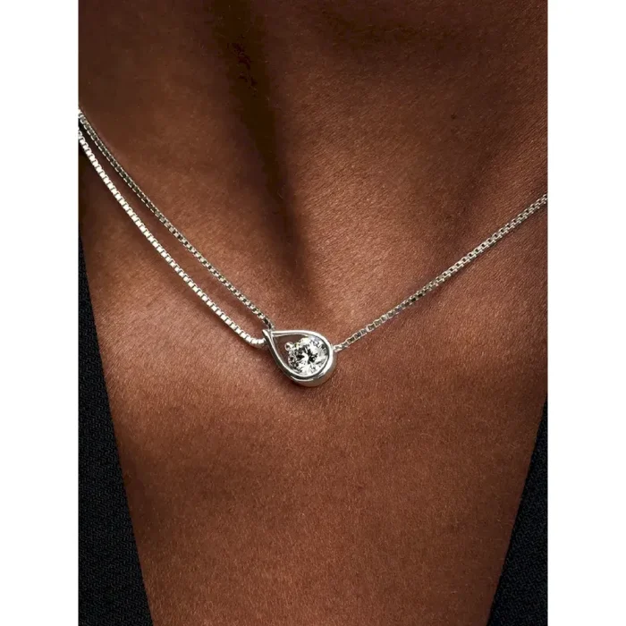Pandora Infinite 14k White Gold Lab-grown Diamond Double Chain Collier Necklace - Image 2