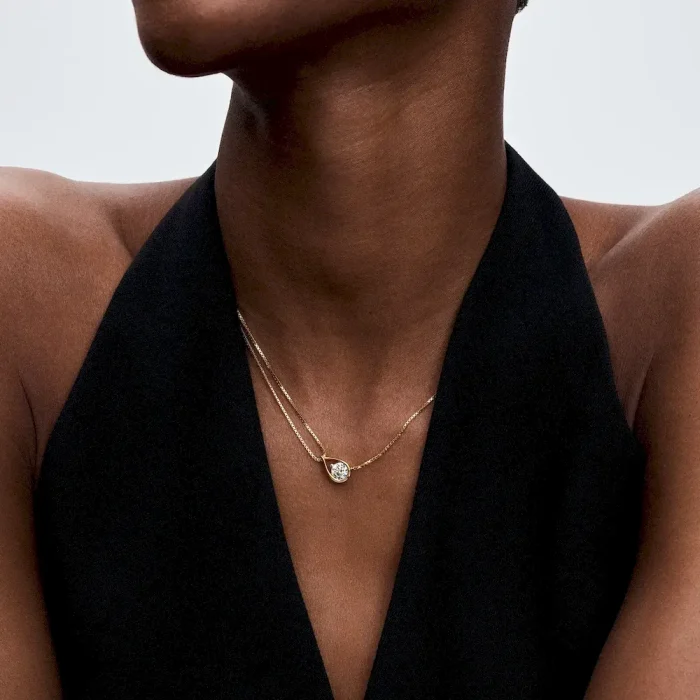 Pandora Infinite 14k Gold Lab-grown Diamond Double Chain Collier Necklace - Image 3